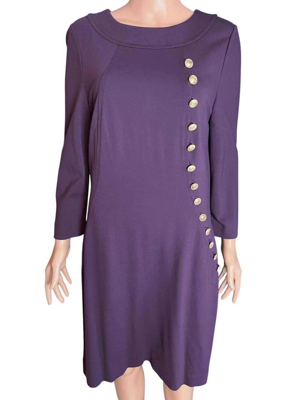 Francis By Christian Francis Roth Y2K Purple Knit Midi Dress 12 Career Wear Luxe
